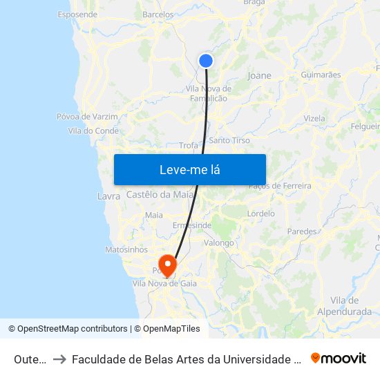 Outeiro to Faculdade de Belas Artes da Universidade do Porto map