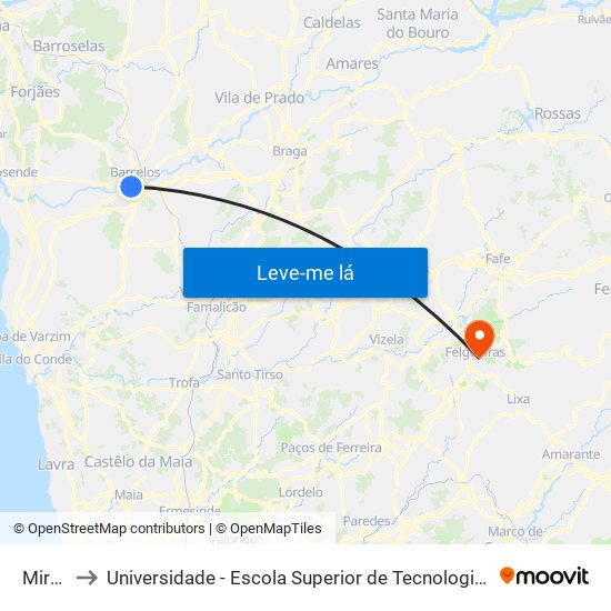 Mira Rio to Universidade - Escola Superior de Tecnologia e Gestão de Felgueiras map
