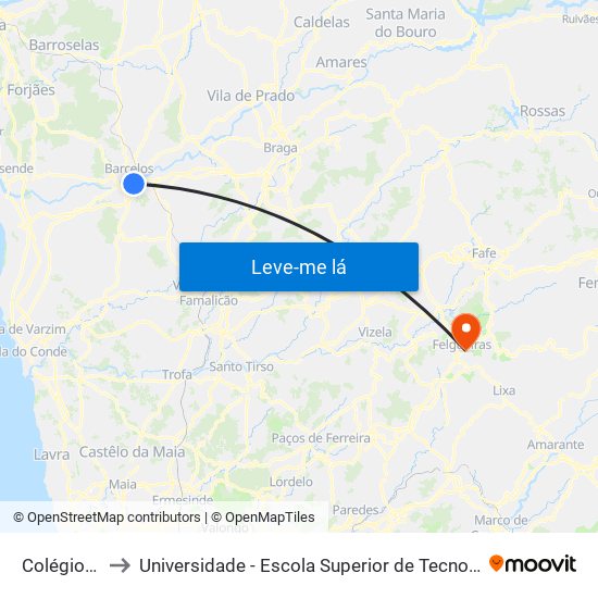 Colégio La Salle to Universidade - Escola Superior de Tecnologia e Gestão de Felgueiras map