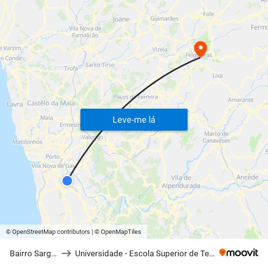 Bairro Sargento - Arcos to Universidade - Escola Superior de Tecnologia e Gestão de Felgueiras map