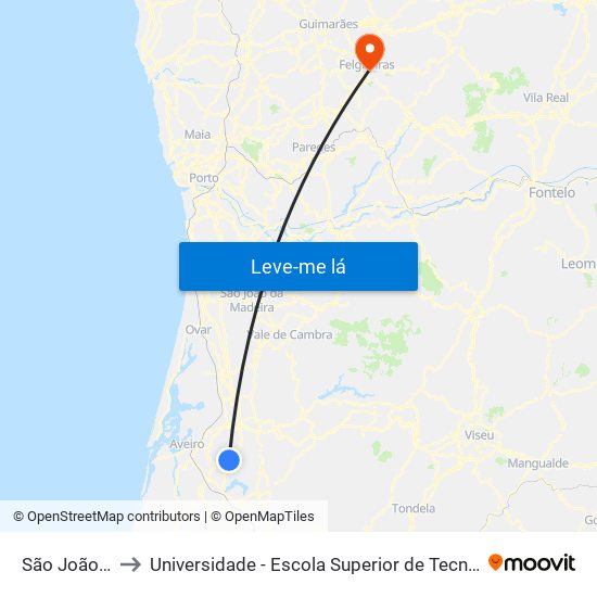 São João de Loure to Universidade - Escola Superior de Tecnologia e Gestão de Felgueiras map