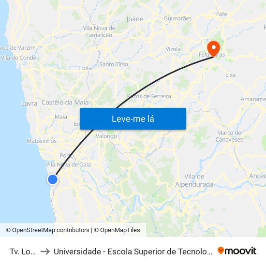 Tv. Loureiro to Universidade - Escola Superior de Tecnologia e Gestão de Felgueiras map