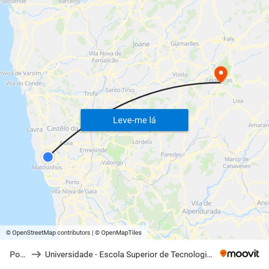 Portela to Universidade - Escola Superior de Tecnologia e Gestão de Felgueiras map