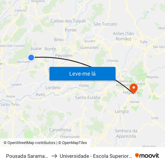 Pousada Saramagos (Riopele) | Correios to Universidade - Escola Superior de Tecnologia e Gestão de Felgueiras map
