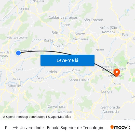 Rato to Universidade - Escola Superior de Tecnologia e Gestão de Felgueiras map