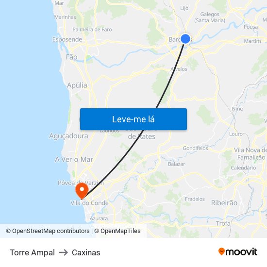 Torre Ampal to Caxinas map