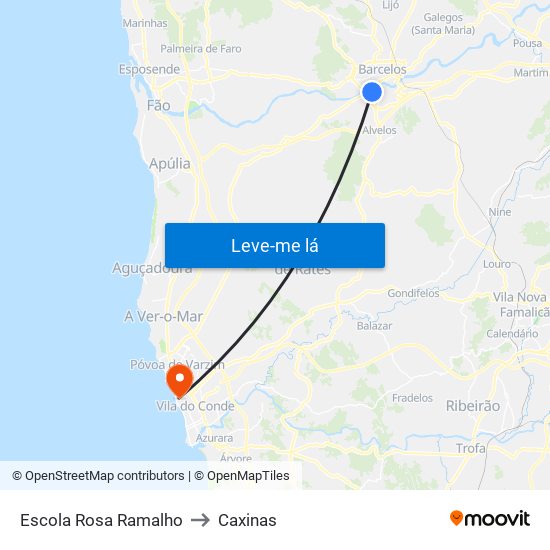Escola Rosa Ramalho to Caxinas map