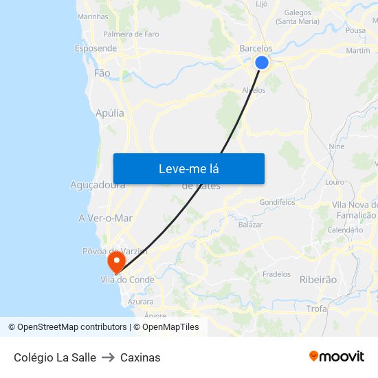 Colégio La Salle to Caxinas map