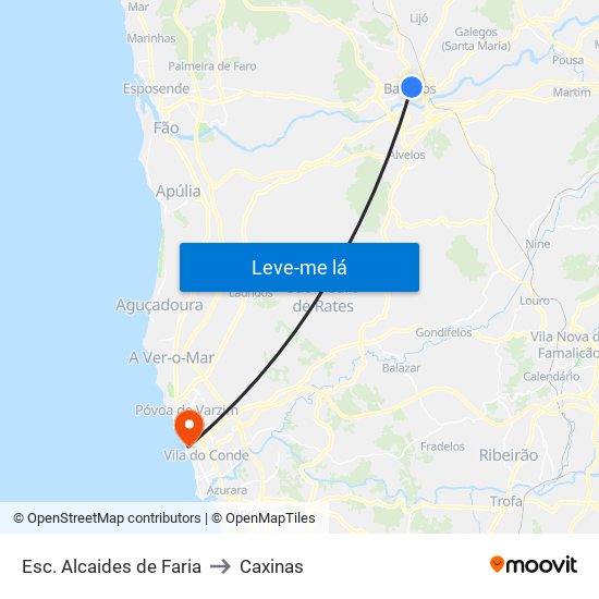 Esc. Alcaides de Faria to Caxinas map