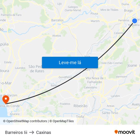 Barreiros Iii to Caxinas map