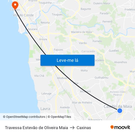 Travessa Estevão de Oliveira Maia to Caxinas map