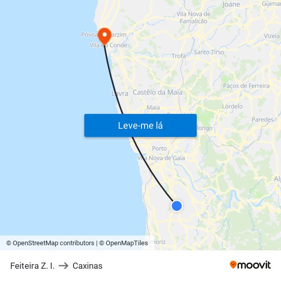 Feiteira Z. I. to Caxinas map