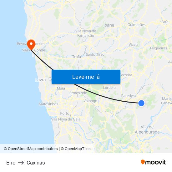 Eiro to Caxinas map