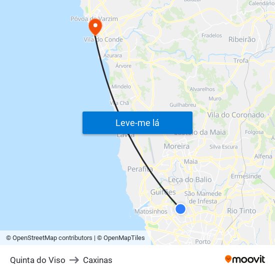 Quinta do Viso to Caxinas map