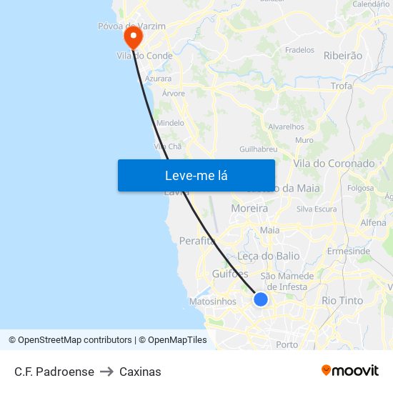 C.F. Padroense to Caxinas map