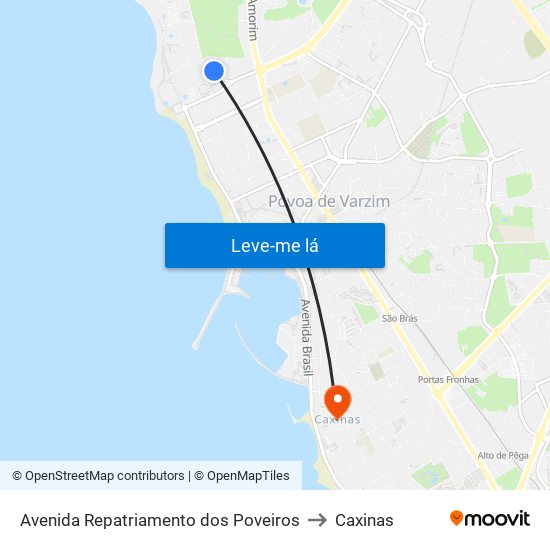 Avenida Repatriamento dos Poveiros to Caxinas map
