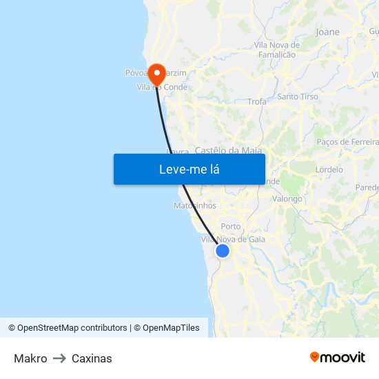 Makro to Caxinas map