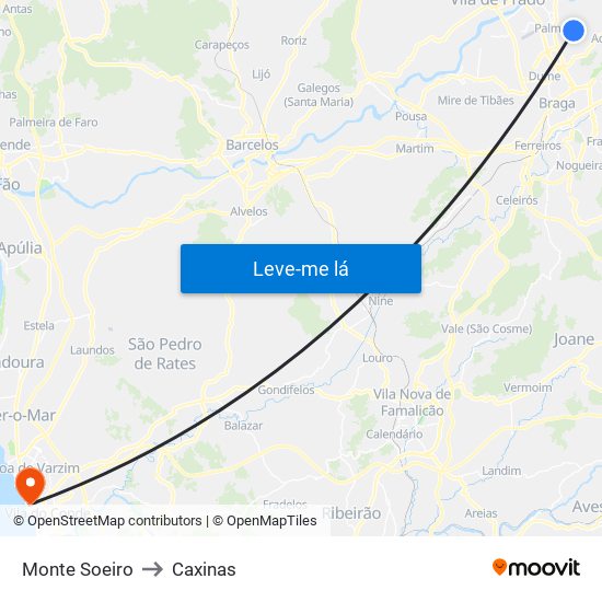 Monte Soeiro to Caxinas map