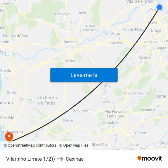 Vilarinho Limite 1/2)) to Caxinas map