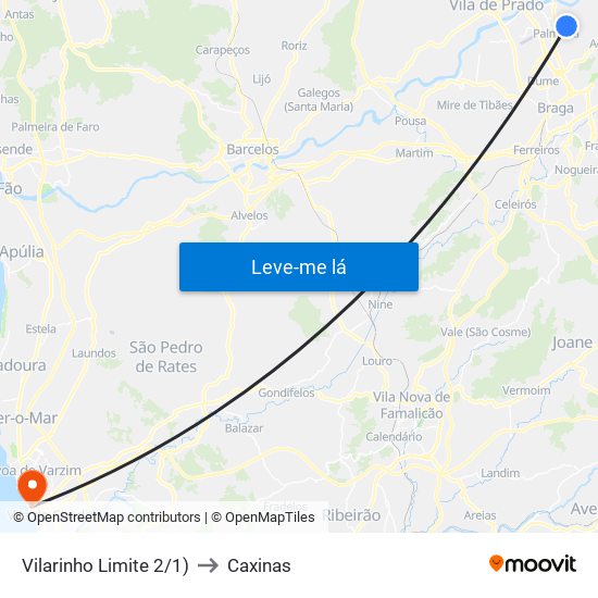 Vilarinho Limite 2/1) to Caxinas map