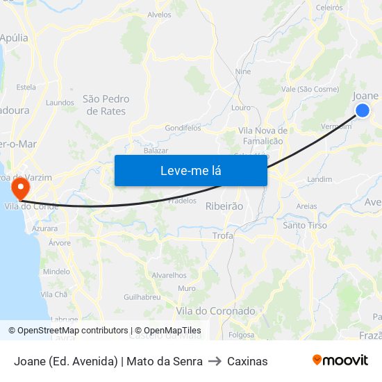 Joane (Ed. Avenida) | Mato da Senra to Caxinas map