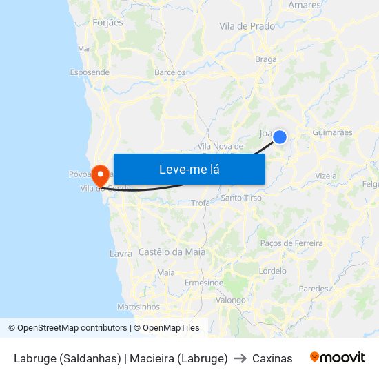 Labruge (Saldanhas) | Macieira (Labruge) to Caxinas map