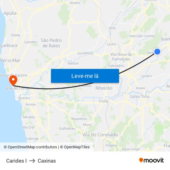 Carides I to Caxinas map