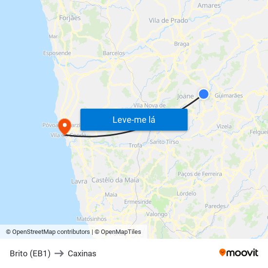Brito (EB1) to Caxinas map