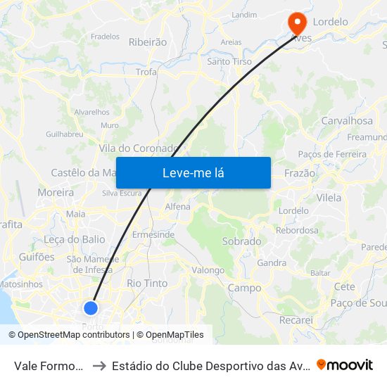 Vale Formoso to Estádio do Clube Desportivo das Aves map