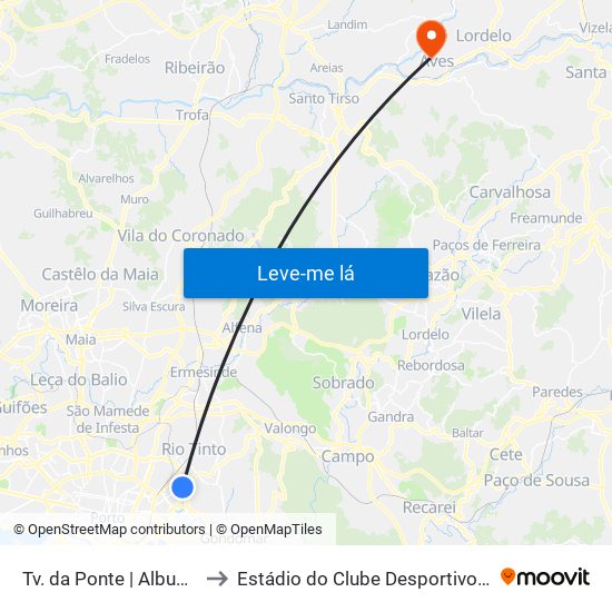 Tv. da Ponte | Albuquerque to Estádio do Clube Desportivo das Aves map