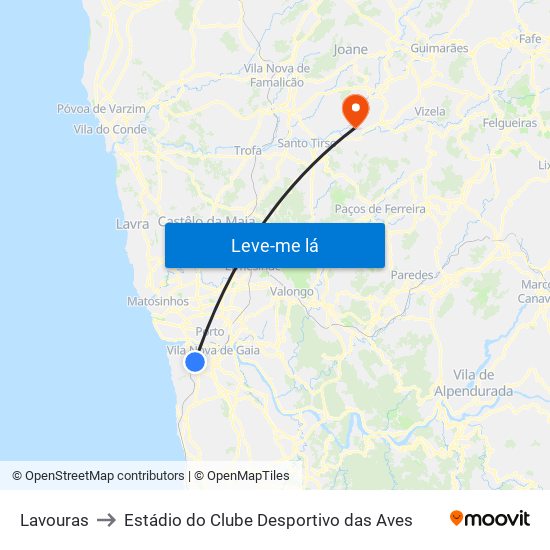 Lavouras to Estádio do Clube Desportivo das Aves map