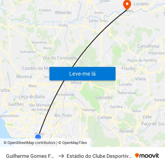 Guilherme Gomes Fernandes to Estádio do Clube Desportivo das Aves map