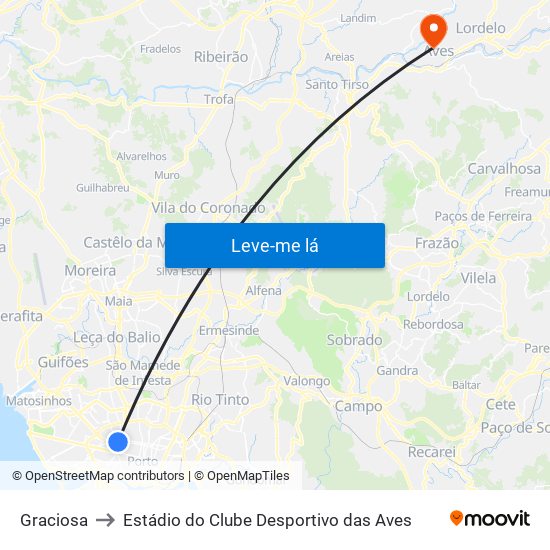 Graciosa to Estádio do Clube Desportivo das Aves map