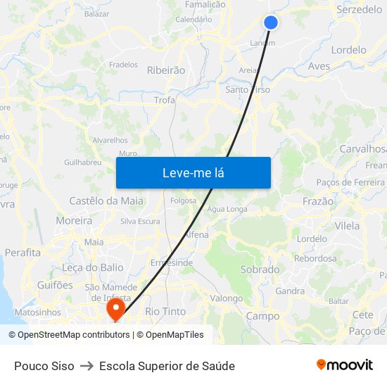 Pouco Siso to Escola Superior de Saúde map