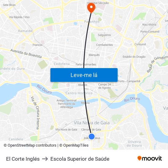 El Corte Inglés to Escola Superior de Saúde map