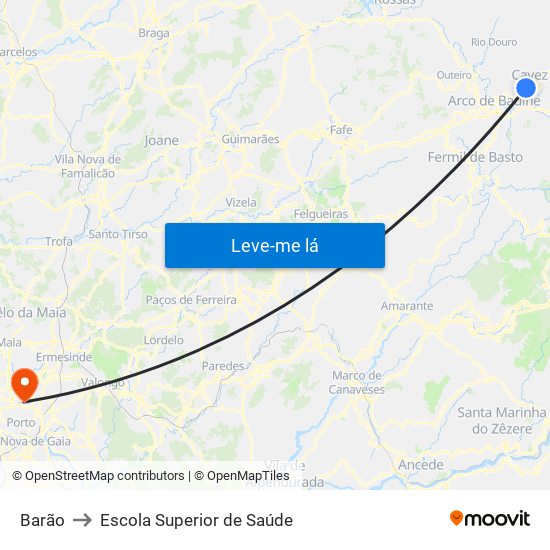 Barão to Escola Superior de Saúde map