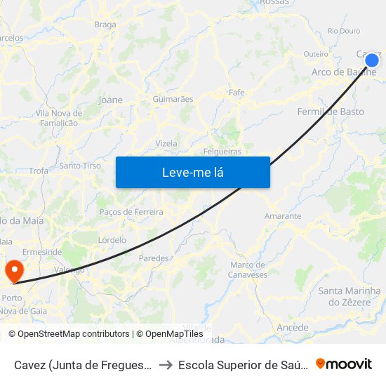 Cavez (Junta de Freguesia) to Escola Superior de Saúde map