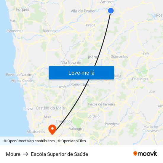 Moure to Escola Superior de Saúde map