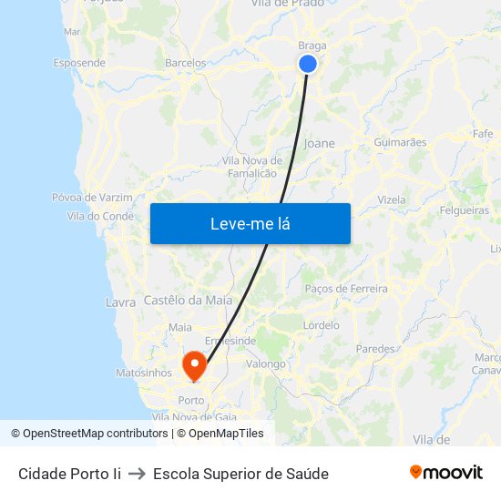 Cidade Porto Ii to Escola Superior de Saúde map