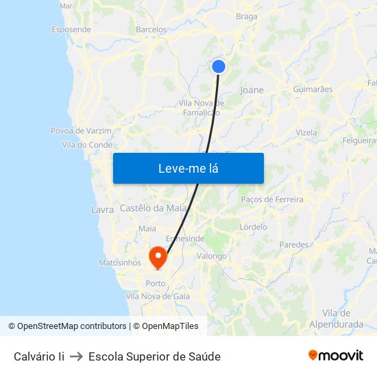 Calvário Ii to Escola Superior de Saúde map