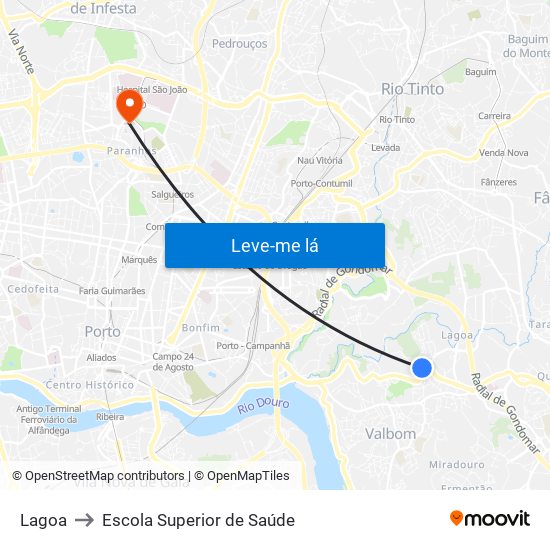 Lagoa to Escola Superior de Saúde map