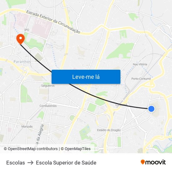 Escolas to Escola Superior de Saúde map