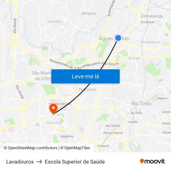 Lavadouros to Escola Superior de Saúde map