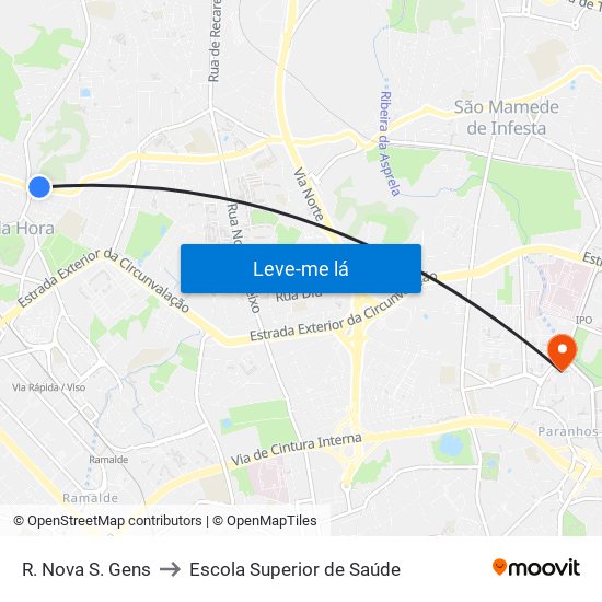 R. Nova S. Gens to Escola Superior de Saúde map