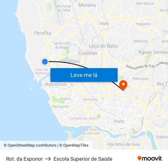 Rot. da Exponor to Escola Superior de Saúde map