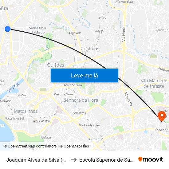 Joaquim Alves da Silva (Sul) to Escola Superior de Saúde map