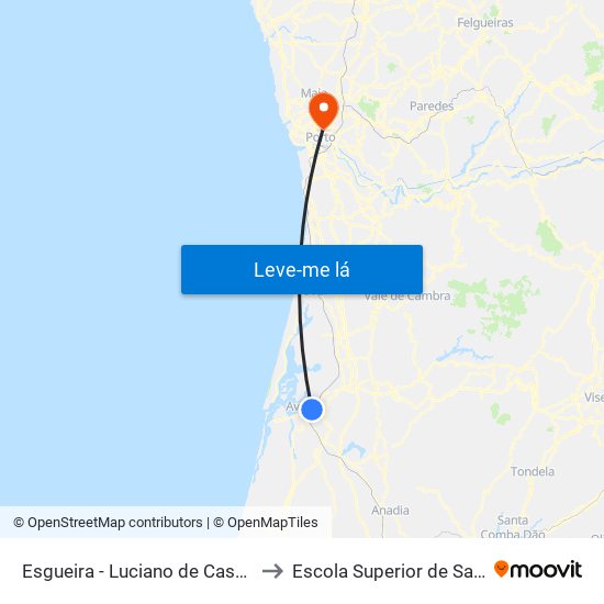 Esgueira - Luciano de Castro A to Escola Superior de Saúde map