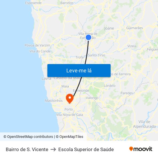 Bairro de São Vicente to Escola Superior de Saúde map