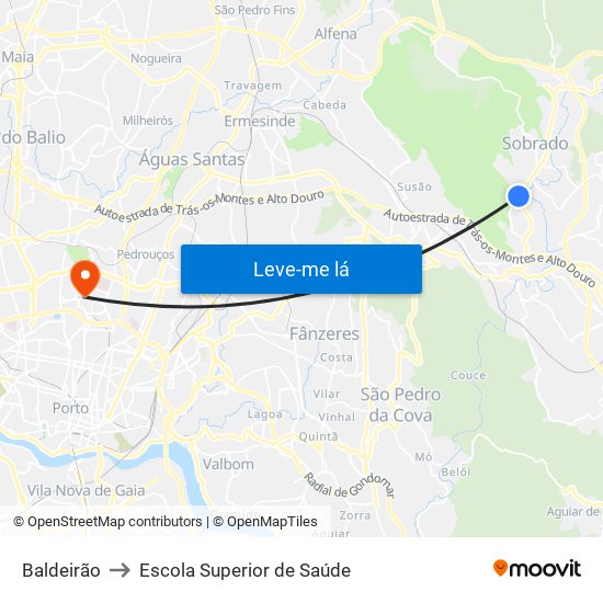 Baldeirão to Escola Superior de Saúde map