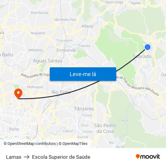 Lama to Escola Superior de Saúde map